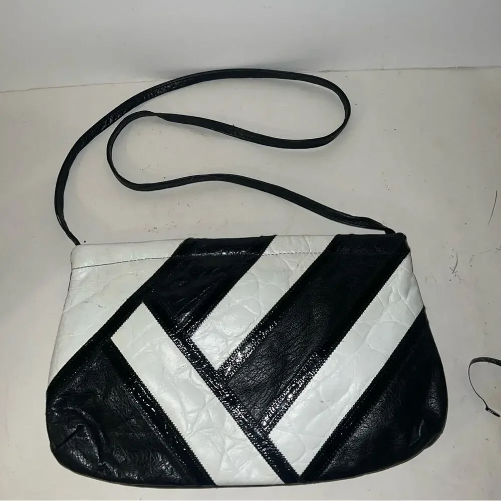 VNTG FIFTH AVE HANDBAGS 80s leather colorblock shoulder bag - Picture 5 of 5